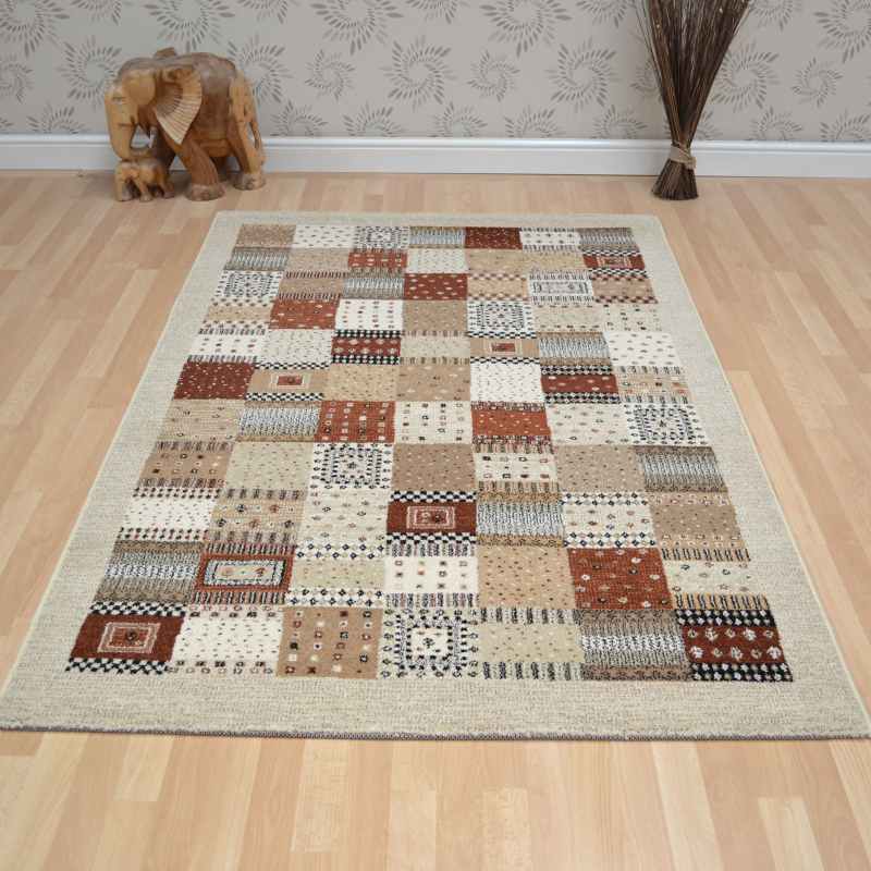 Woodstock Patchwork Rugs 32036 6323 in Beige Brown