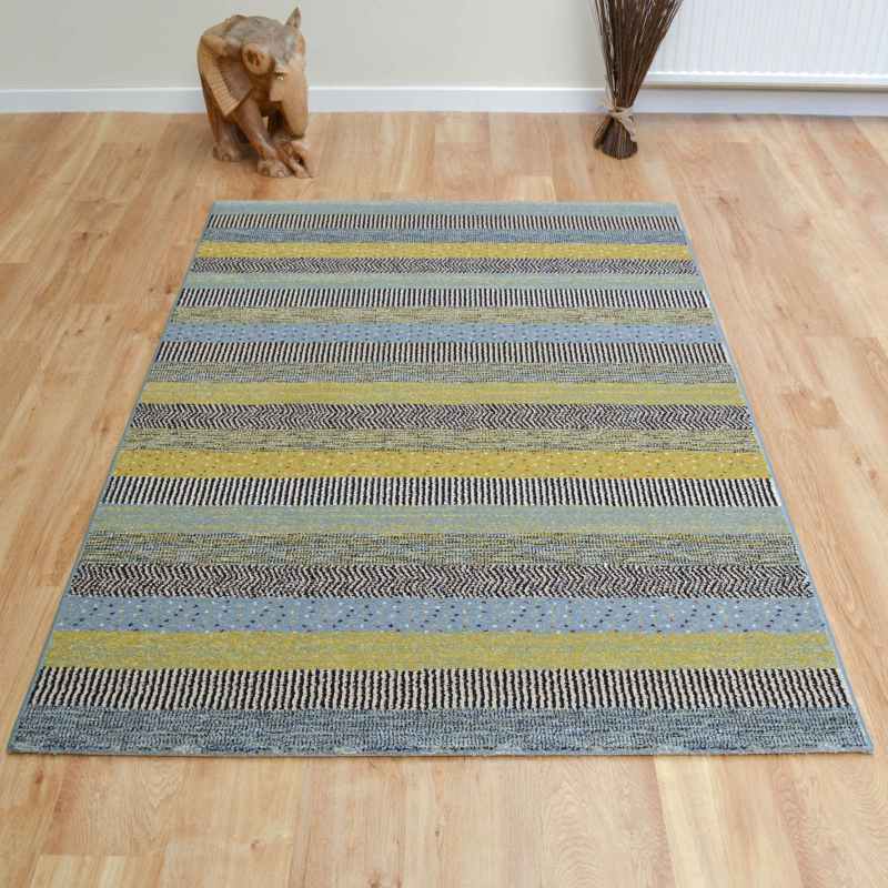 Woodstock Boho Stripe Rugs 32743 5342 in Blue Green