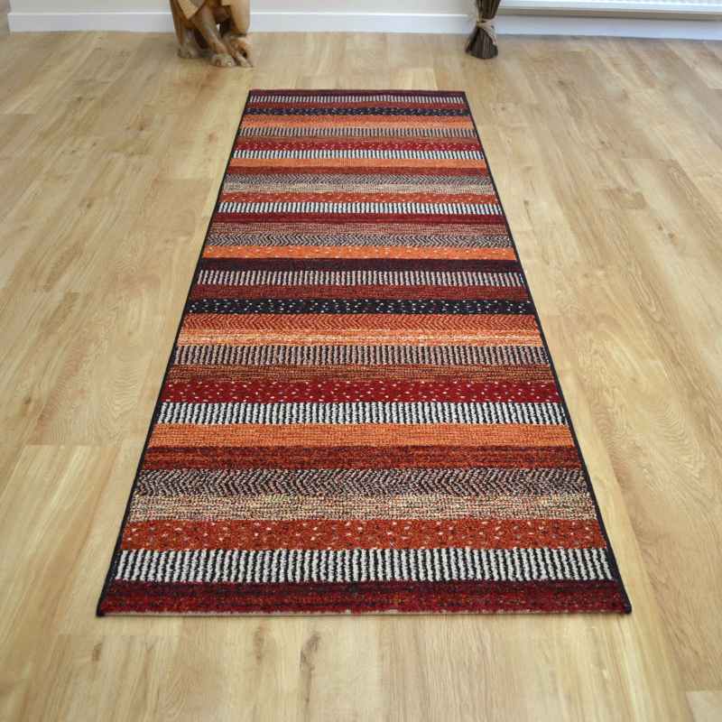 Woodstock Boho Stripe Runner Rugs 32743 1382 in Blue