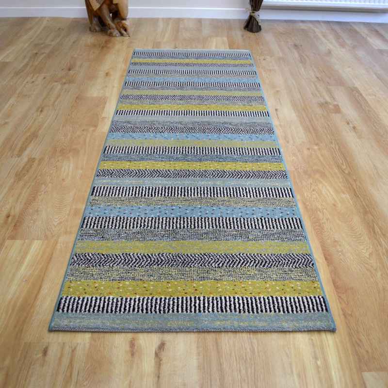 Woodstock Boho Stripe Runner Rugs 32743 5342 in Blue Green