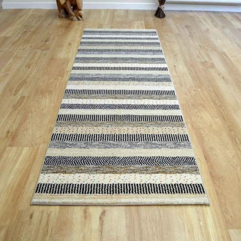 Woodstock Boho Stripe Runner Rugs 32743 6332 in Beige