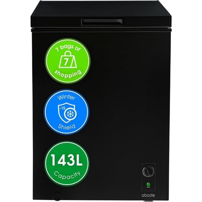 Abode A142CF0E1B 143L Freestanding Chest Freezer With Removable Wire Basket