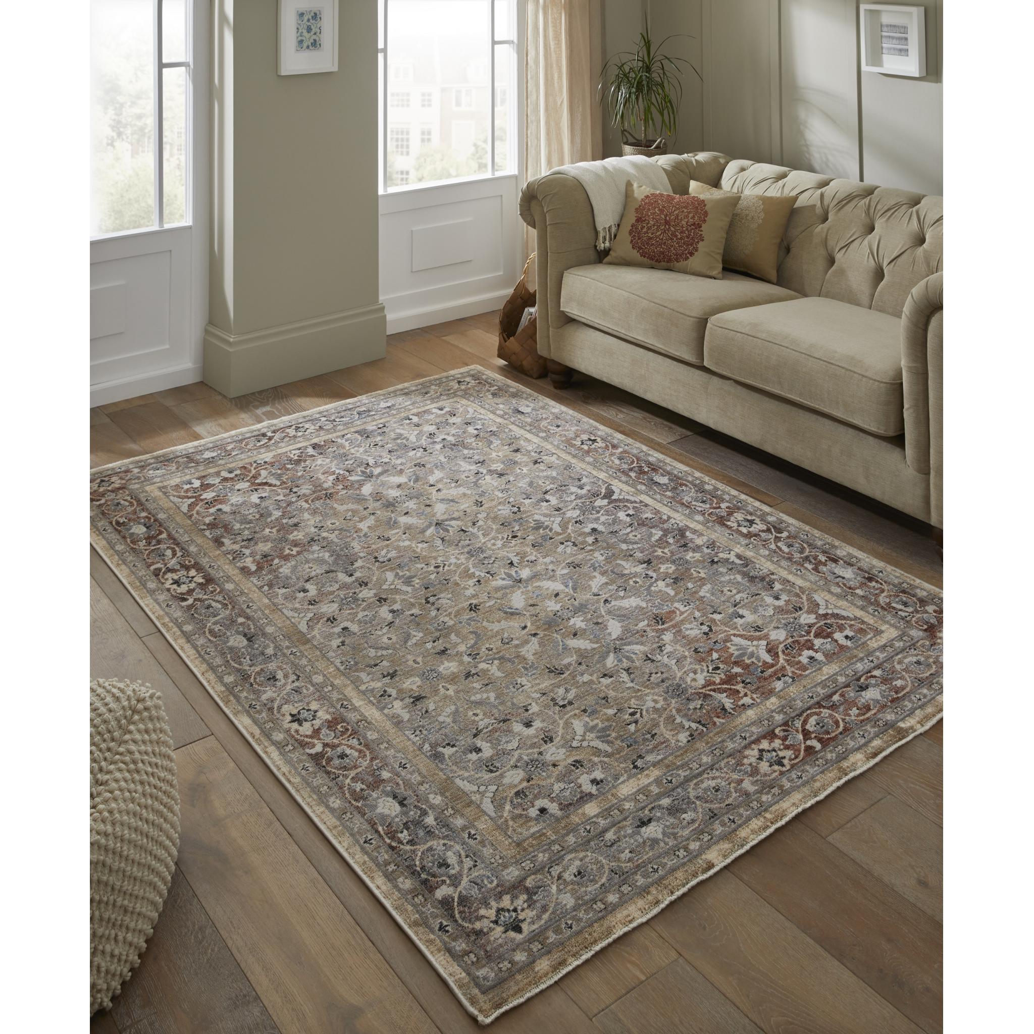 Legacy LEG03 Traditional Oriental Medallion Bordered Classic Rug in Beige Rust Medium 120x180 cm (4'x6')