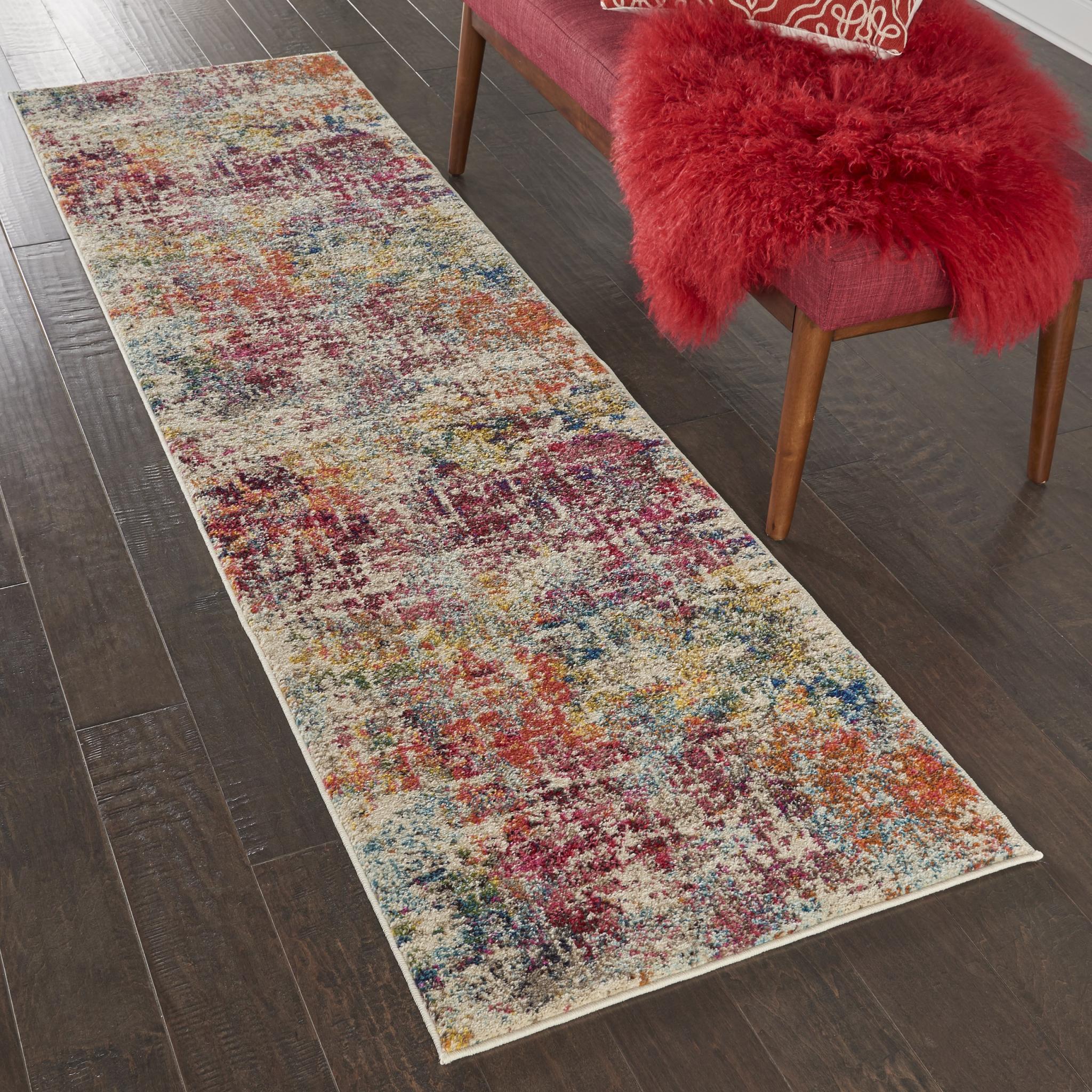Celestial CES13 Modern Abstract Pictorial Pink Multicolour Rug by Nourison Runner 66x229 cm (2'2"x7'6")