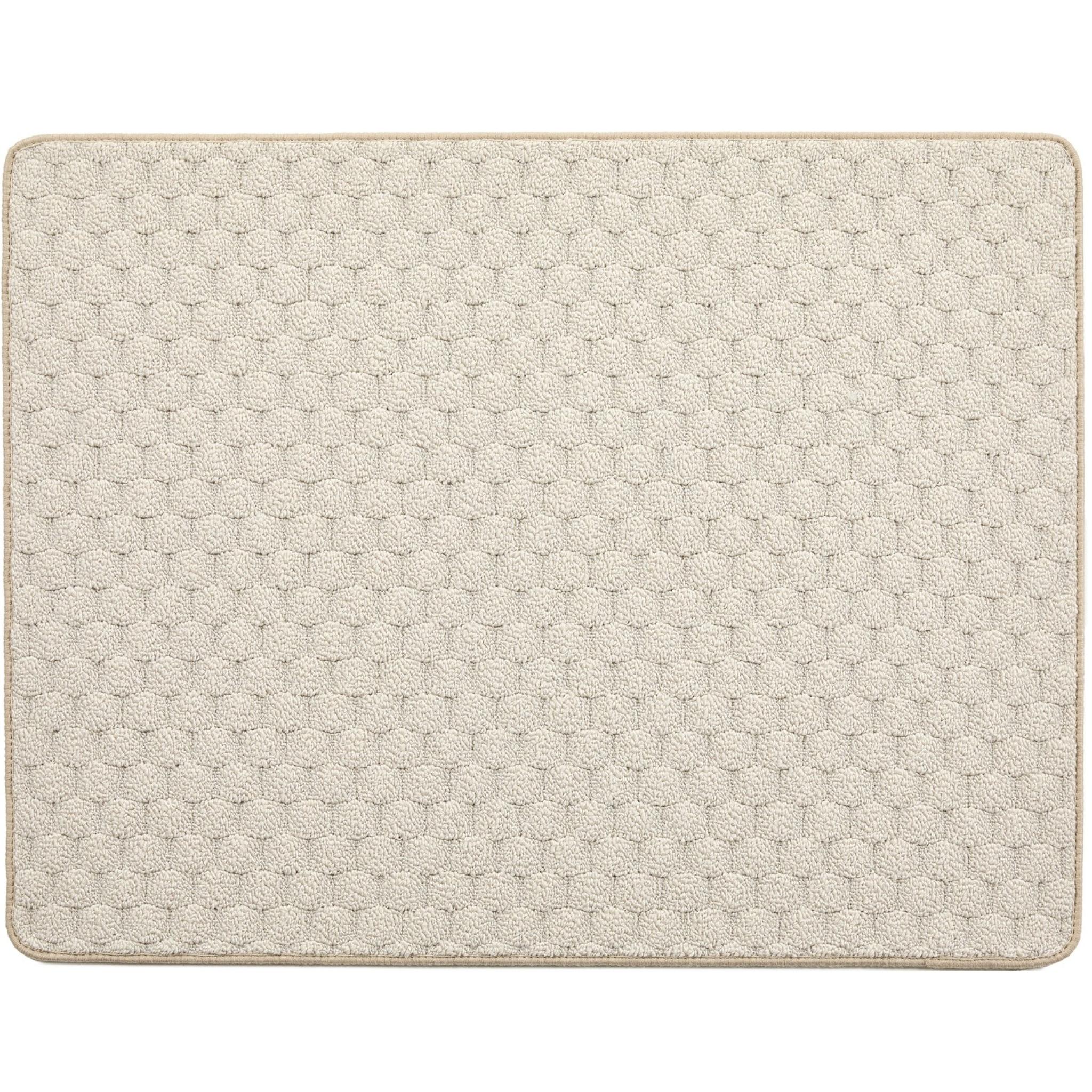 Washable Sculptred Rug for Door Entrance Honeycomb Pattern Non-Slip Rug in Ivory White X-Small 65x85 cm (2'1"x2'9")