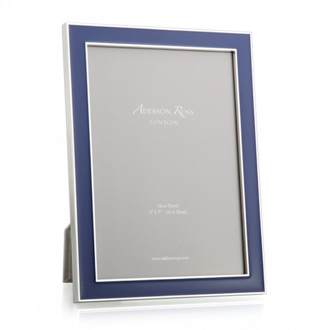 Navy Blue Enamel & Silver Frame 4 x 6 Inch