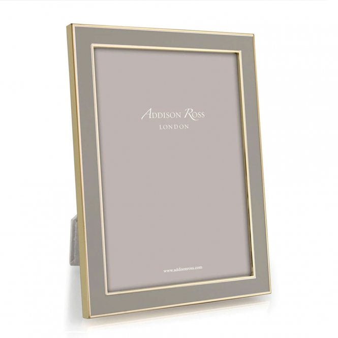 Taupe Enamel & Gold Plated Photo Frame 4 x 6 Inch