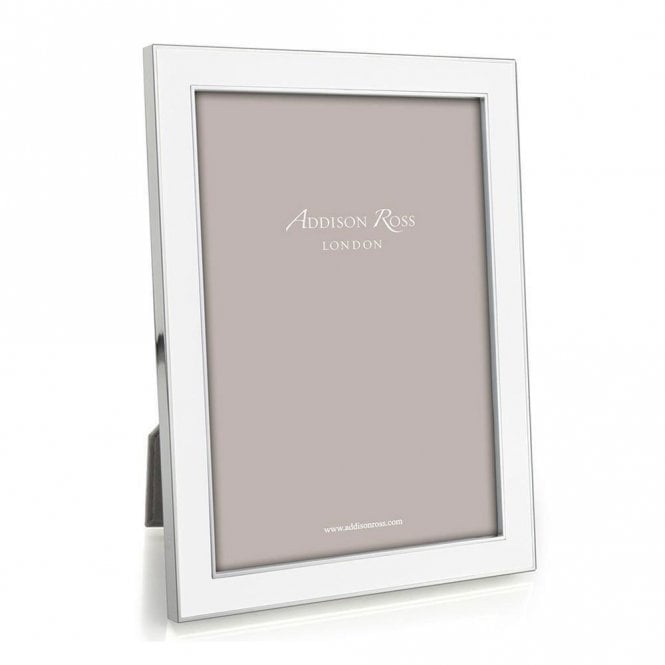White Enamel & Silver Photo Frame 5 x 7 Inch