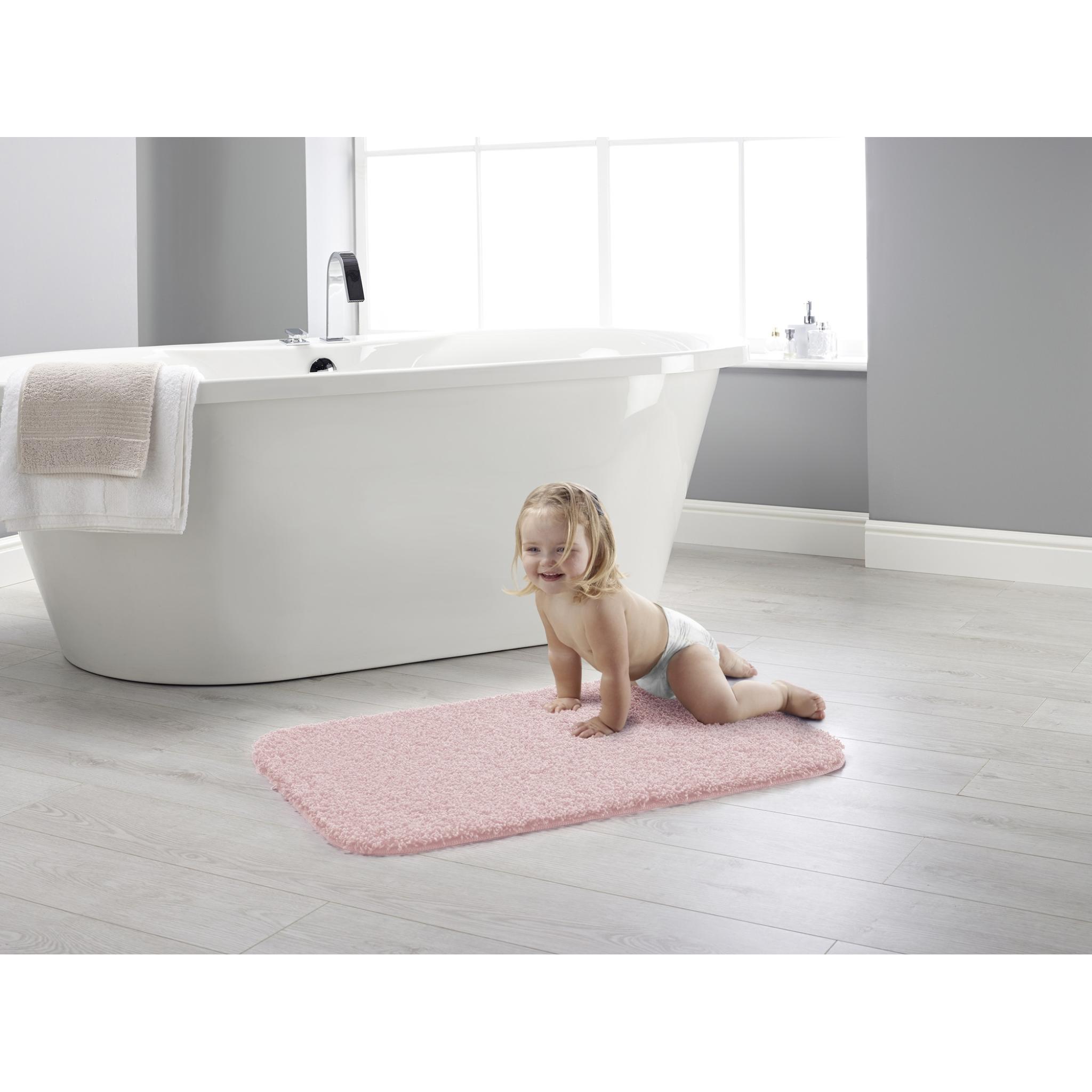 Buddy Bath Washable Shaggy Mats Non-Slip Rug in Soft Pink Rectangle 50x80 cm