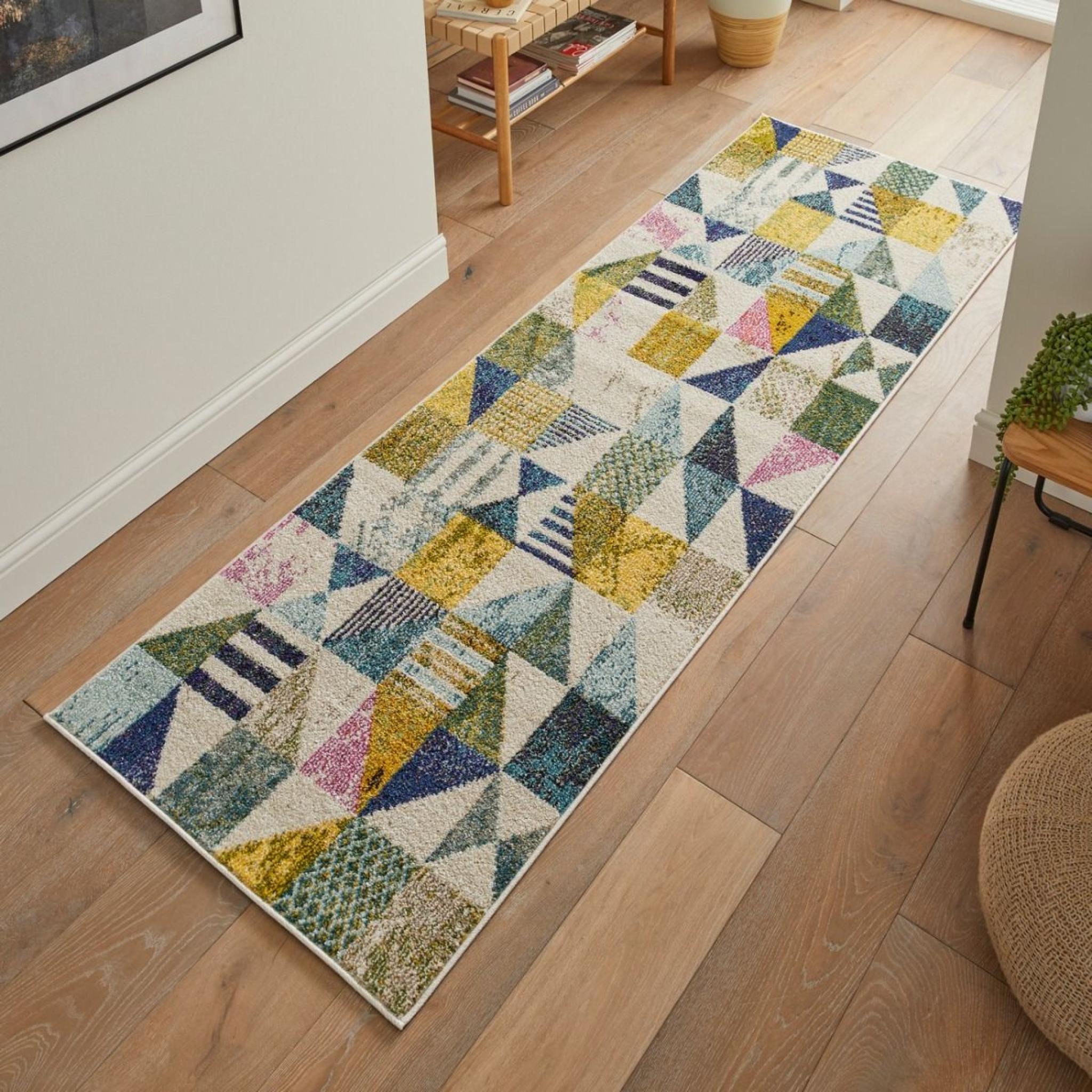Carnaval CAR101 Light Multi Colours Modern Geometric Rug by Concept Looms Runner 80x240 cm (2'7"x7'11")