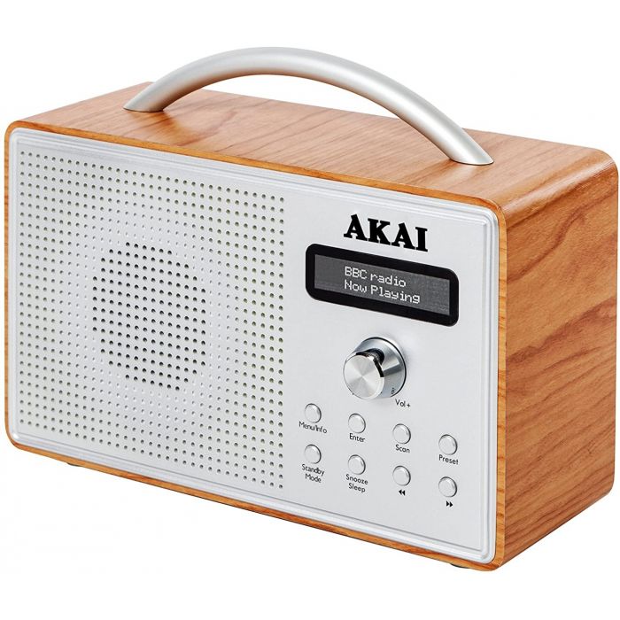 Akai A61018 DAB Digital Radio & Alarm Clock Sleep Timer Wood Effect Oak