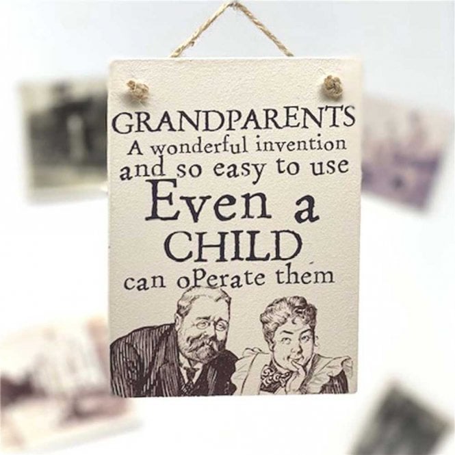 Wooden Hanging Sign - Grandparents A Wonderful Invention