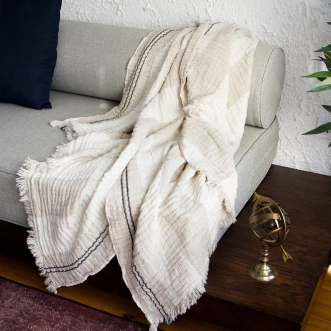 Savaro Linen Plaid Throw