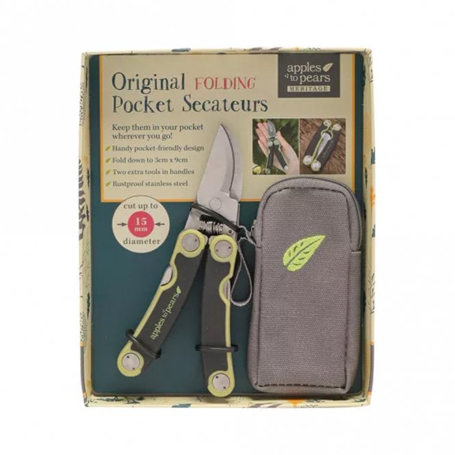 Folding Pocket Secateurs Gift Set - Apple Green