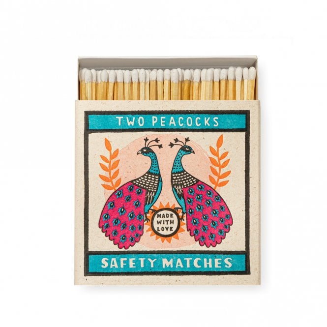 Two Peacocks Square Matchbox
