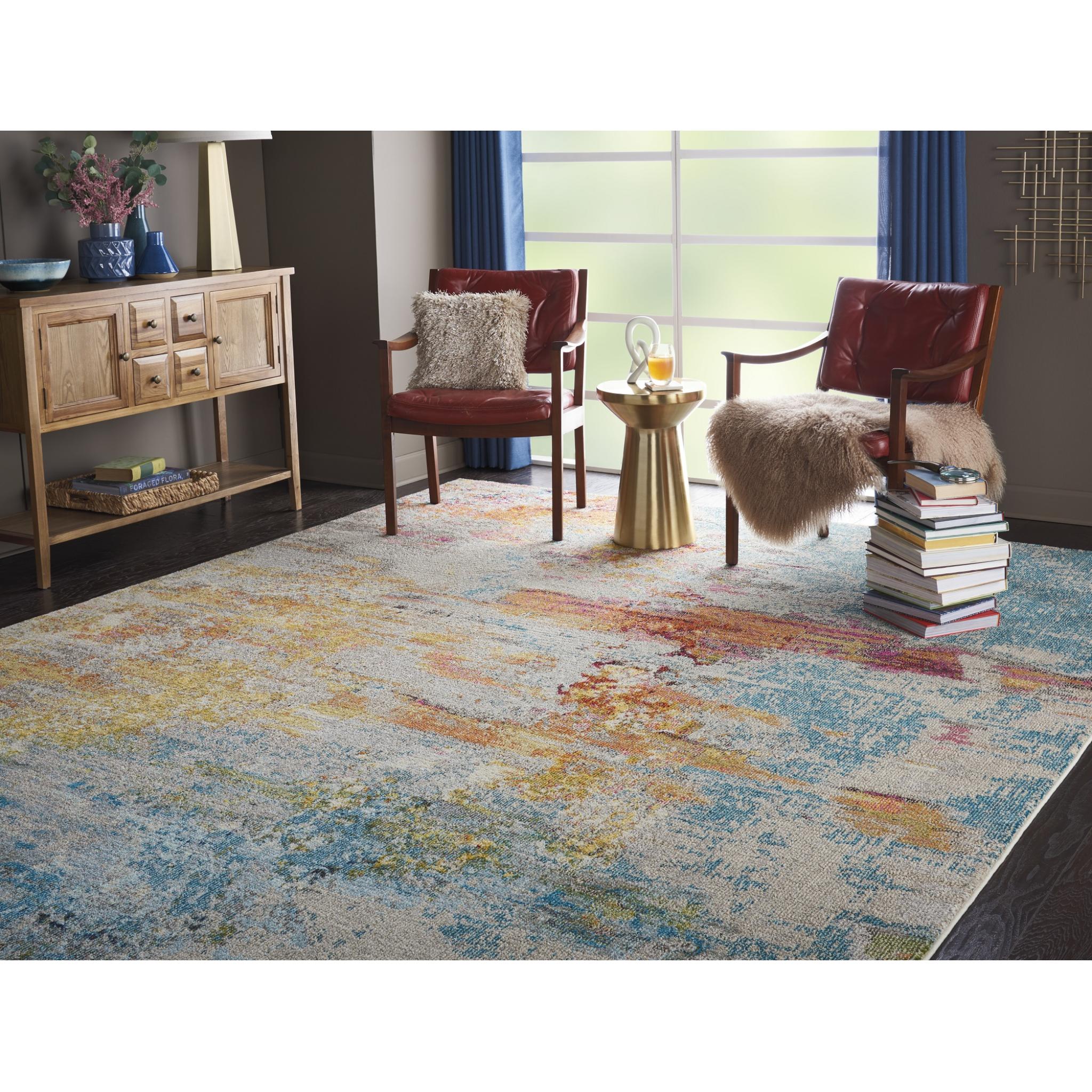 Celestial CES02 Modern Abstract Multi Colours Sealf Rug by Nourison Medium 119x180 cm (3'11"x5'11")