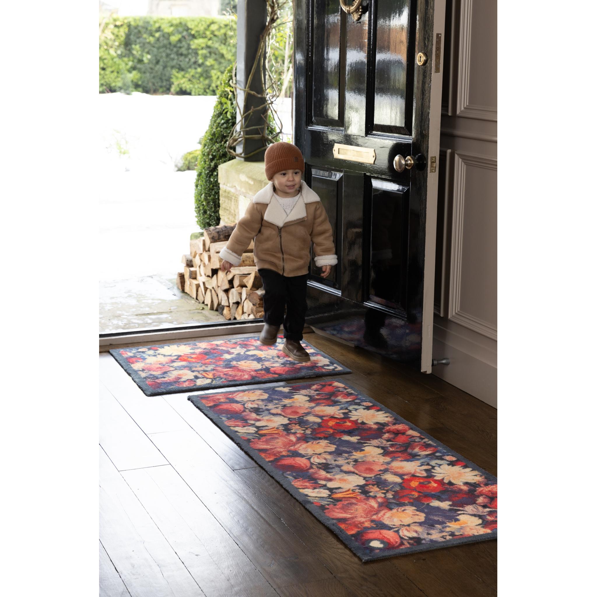 Hug Rug Dark Florals Soft Navy Home Entryway Doormat Rug Runner 65x150 cm (2'1"x4'11")