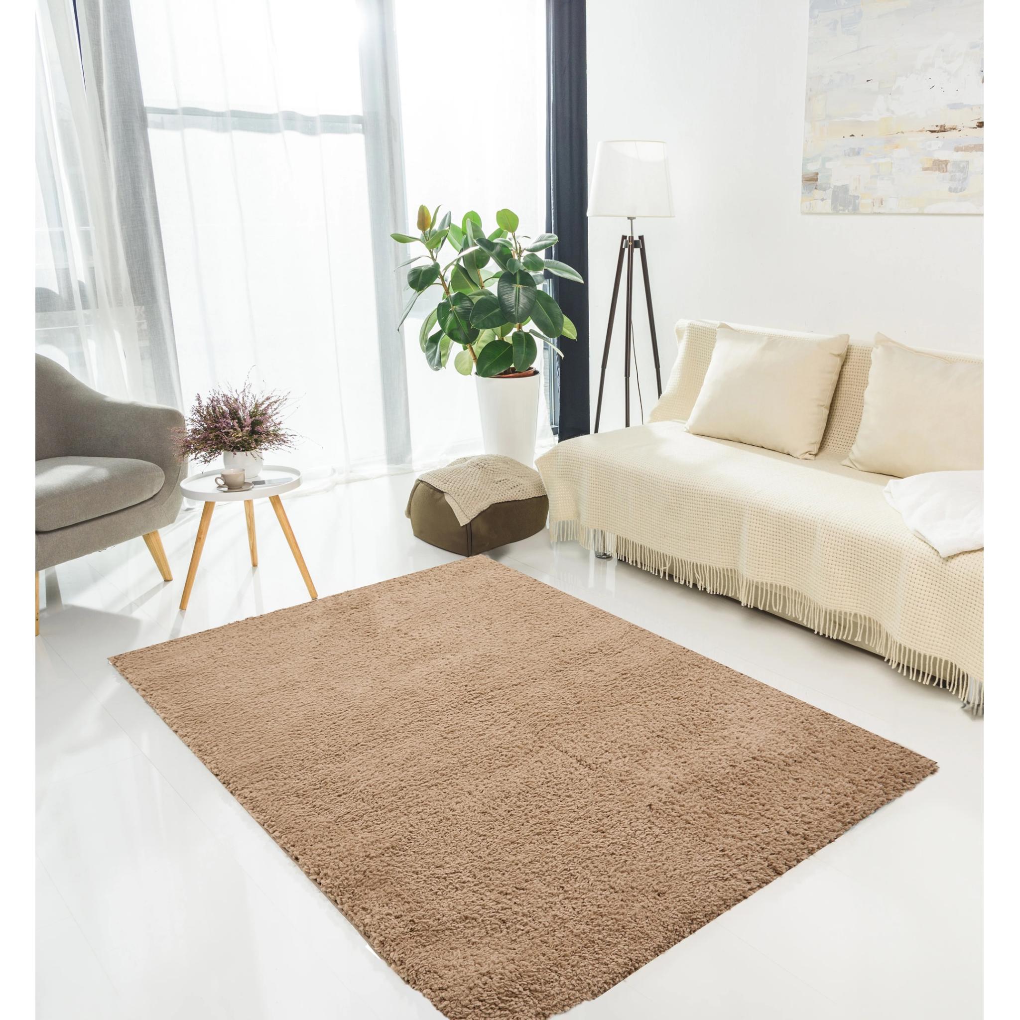 Super Comfy Soft Plush Shaggy Rug in Latte Medium 120x160 cm (4'x5'4")