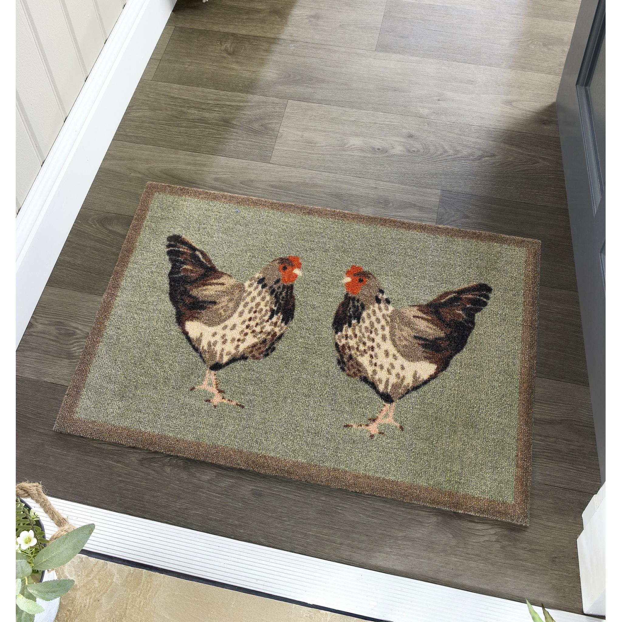 My Mat Nylon Indoor Pattern My Chickens Washable Non-Slip Entrance Rug in 50 x 75 cm