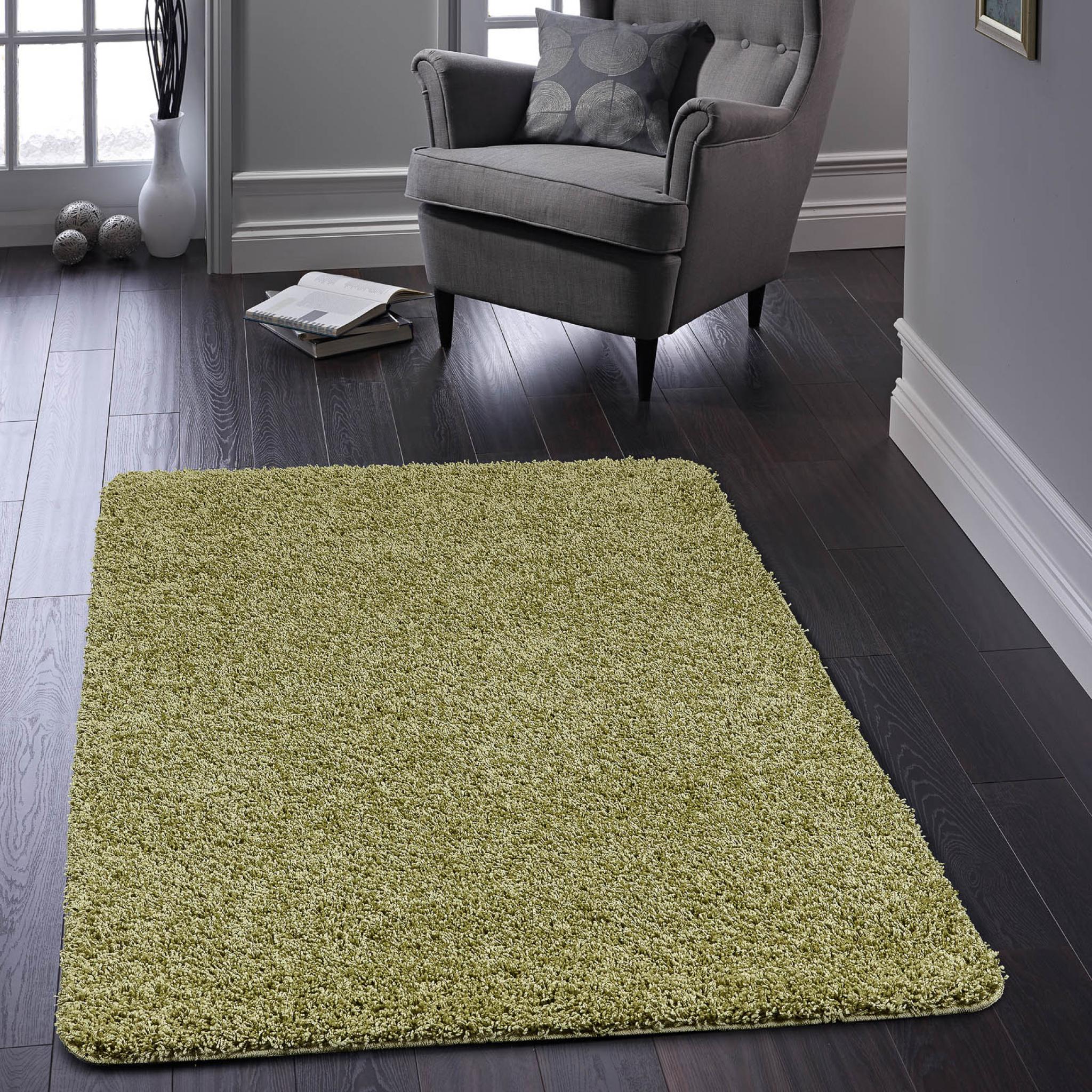 My Washable Shaggy Non-Slip Rug in Olive Green X-Small 60x100 cm (2'x4')