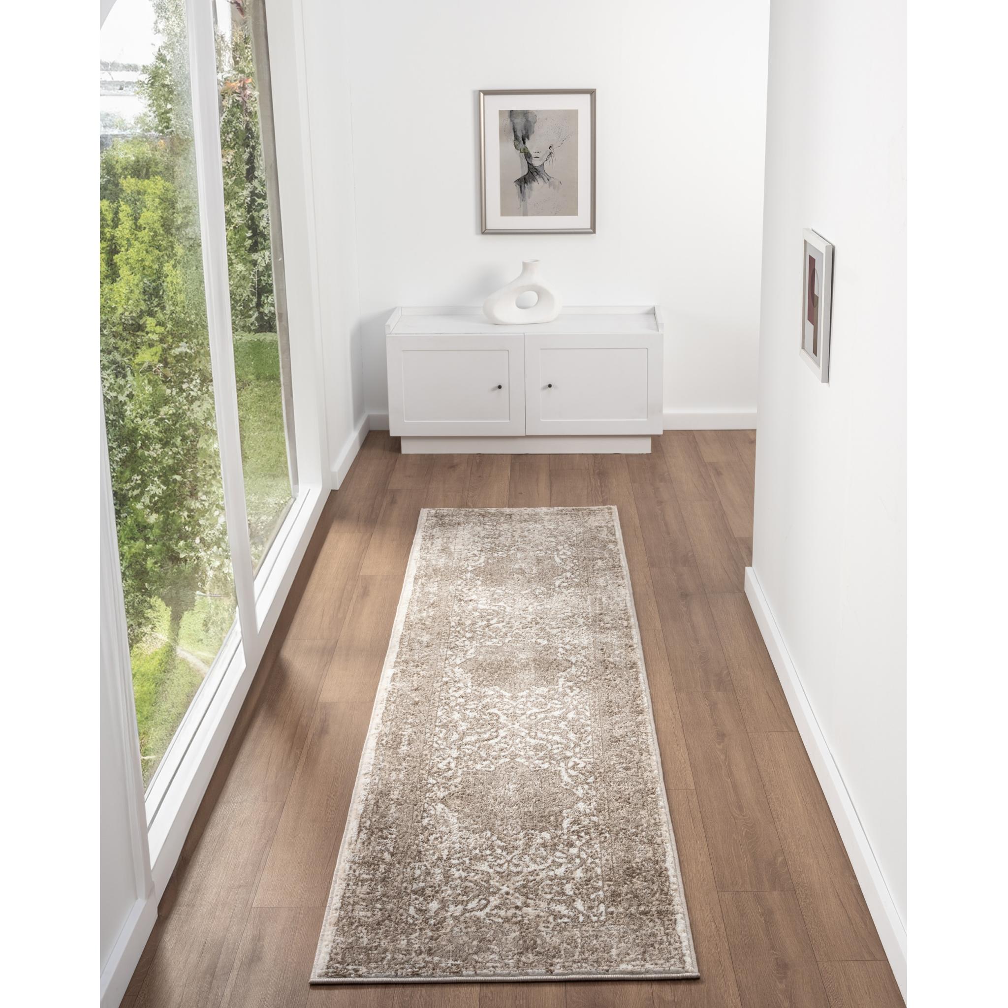 Vintage 865AC Traditional Classic Medallion Bordered Anthracite Rug Hallway Runner Runner 66x230 cm (2'5"x7'7")