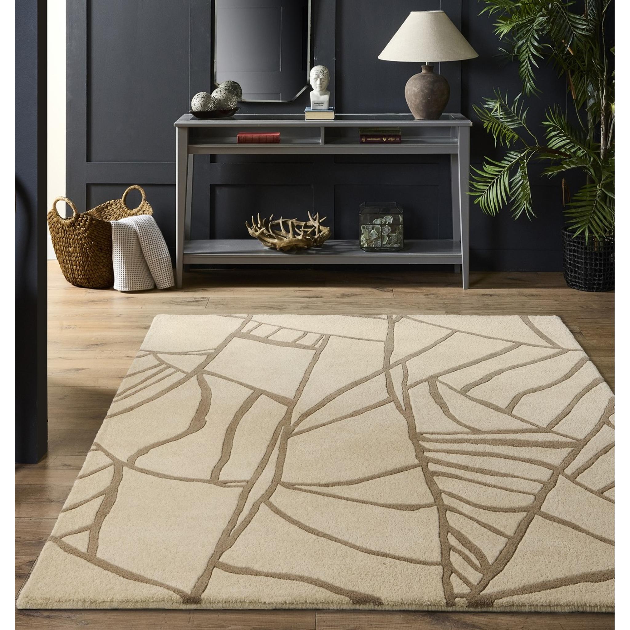 Kintsugi Hand Tufted Wool Japanese-Inspired Art Design Rug in Cream Brown by Origin Medium 120x170 cm (4'x5'6")