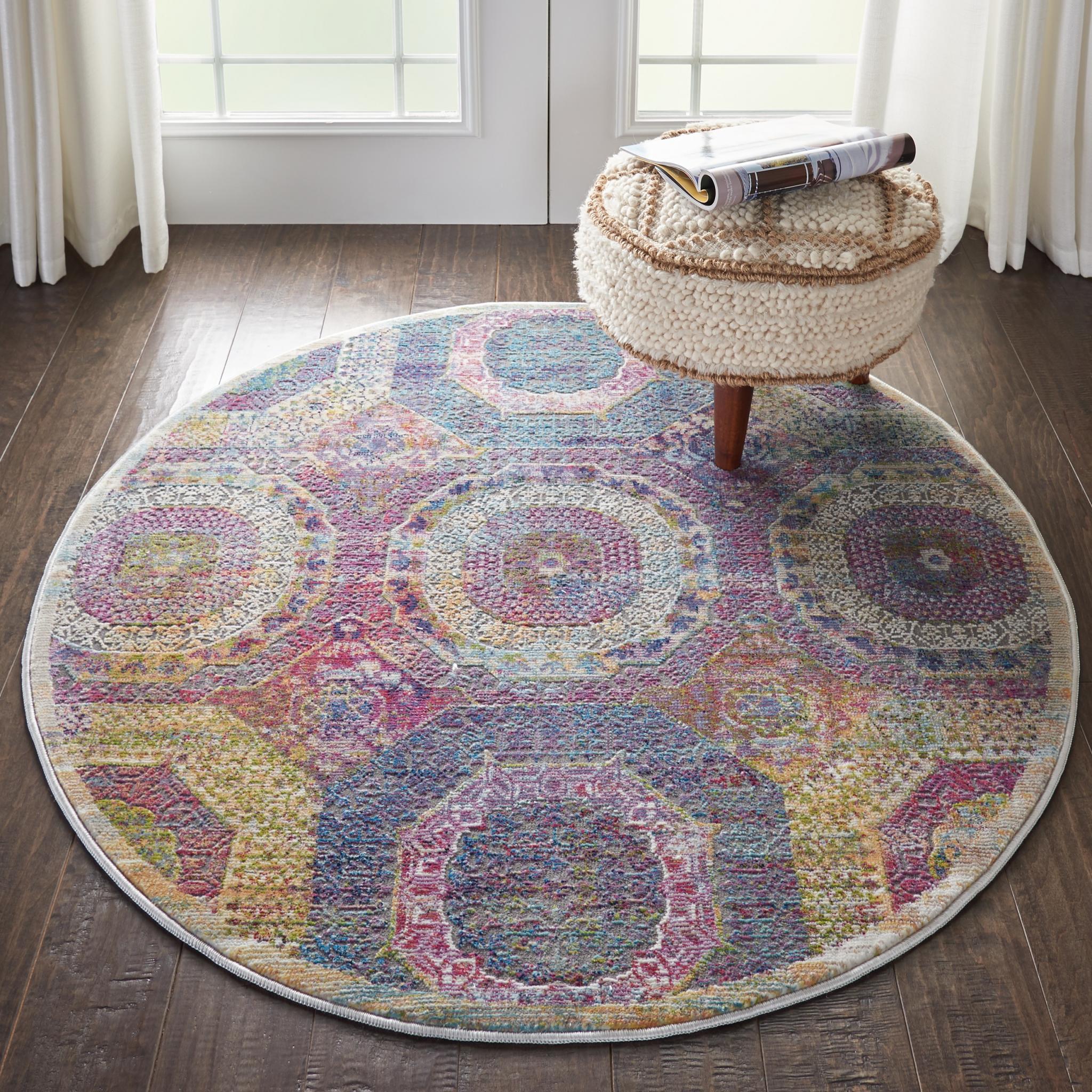Nourison Ankara Vintage Antique Traditional ANR05 Rug Runner Round in Multi 122x122 cm (4'x4') Round