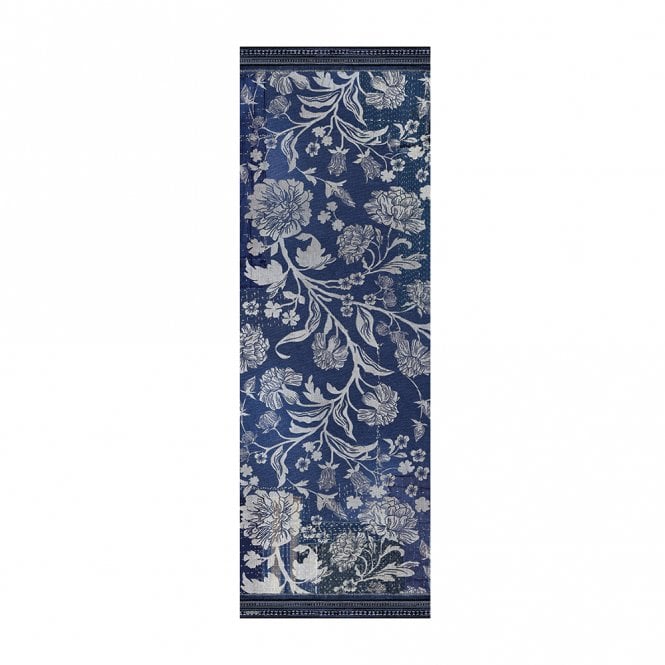 Bohemian Garden Indigo Flower Large Vinyl Runner