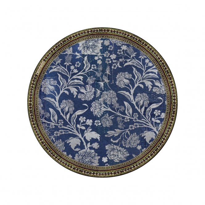 Bohemian Garden Indigo Round Vinyl Placemat