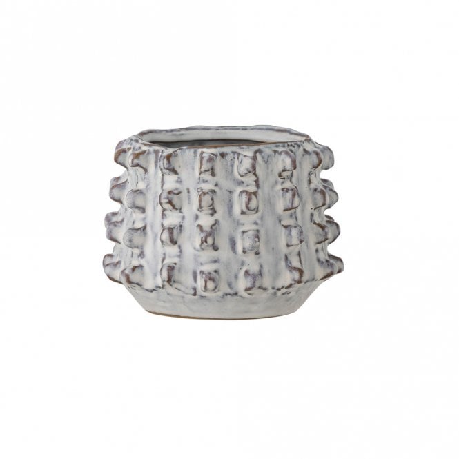 Brena White Stoneware Flowerpot