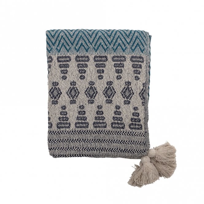 Milas Blue Recycled Cotton Throw