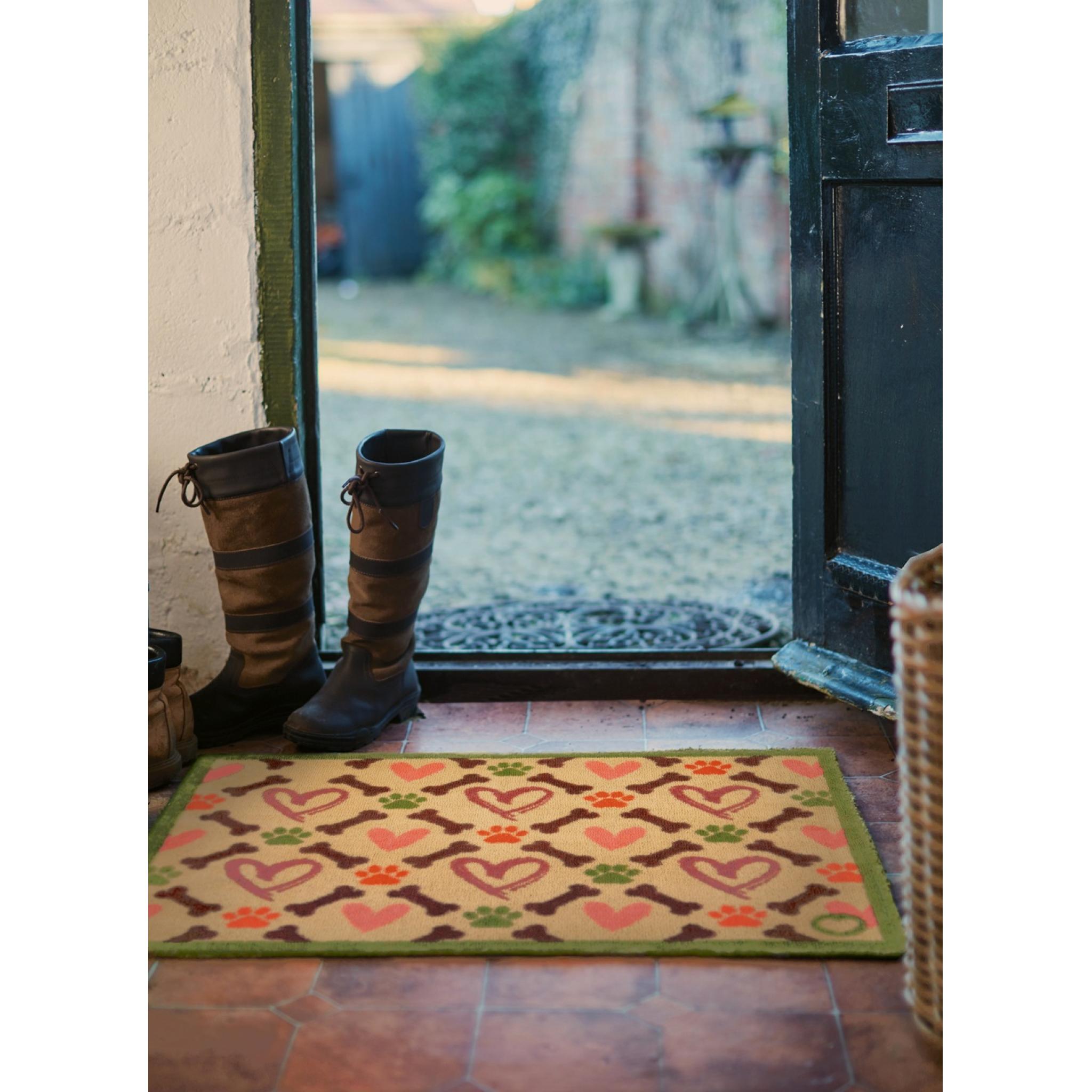 Hearts & Bones Home Entry Floor Mat Pet-Friendly Mat Stylish, Durable, and Dirt-Trapping Washable Rug 65x85 cm (2'1"x2'9")