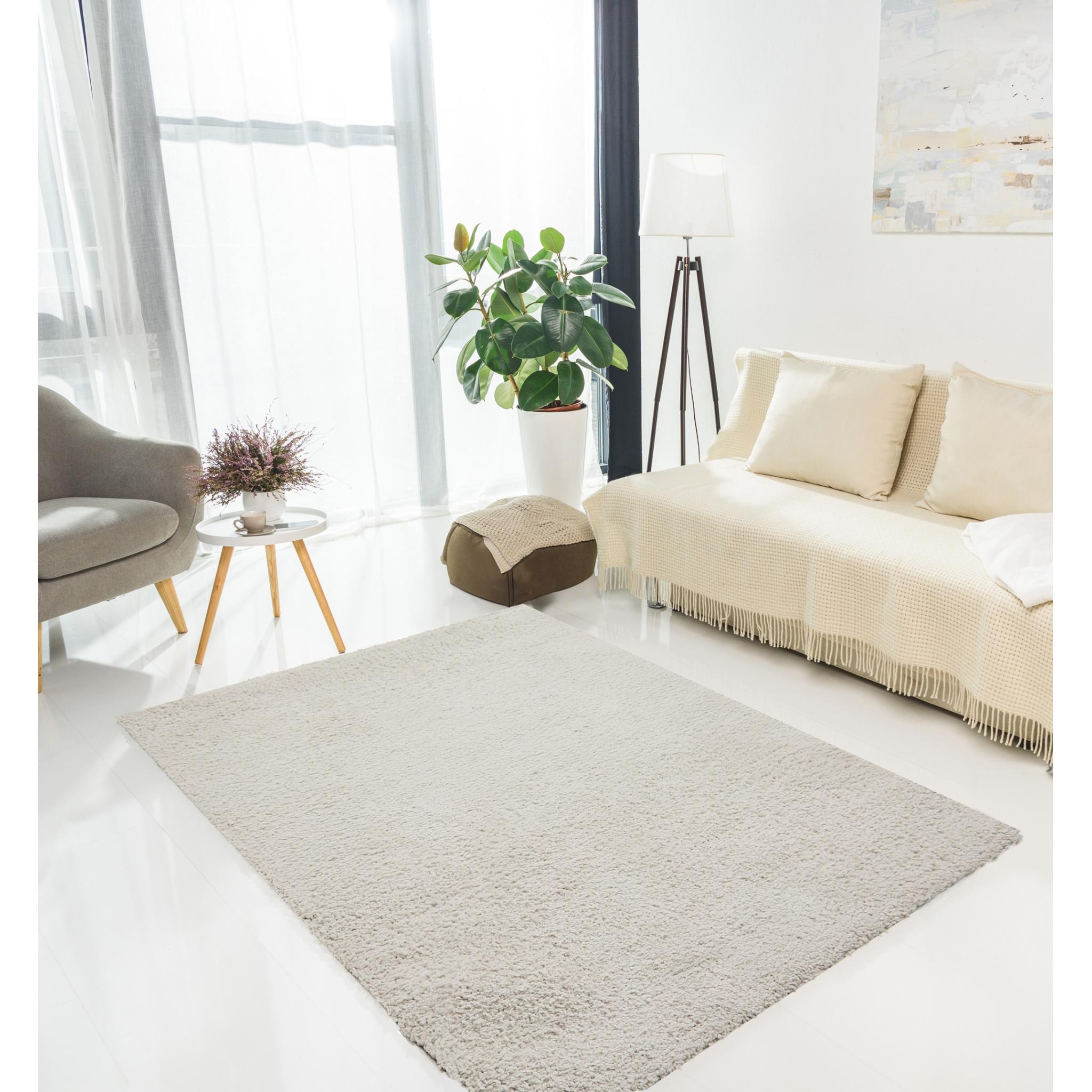 Super Comfy Soft Plush Shaggy Rug in Silver Medium 120x160 cm (4'x5'4")