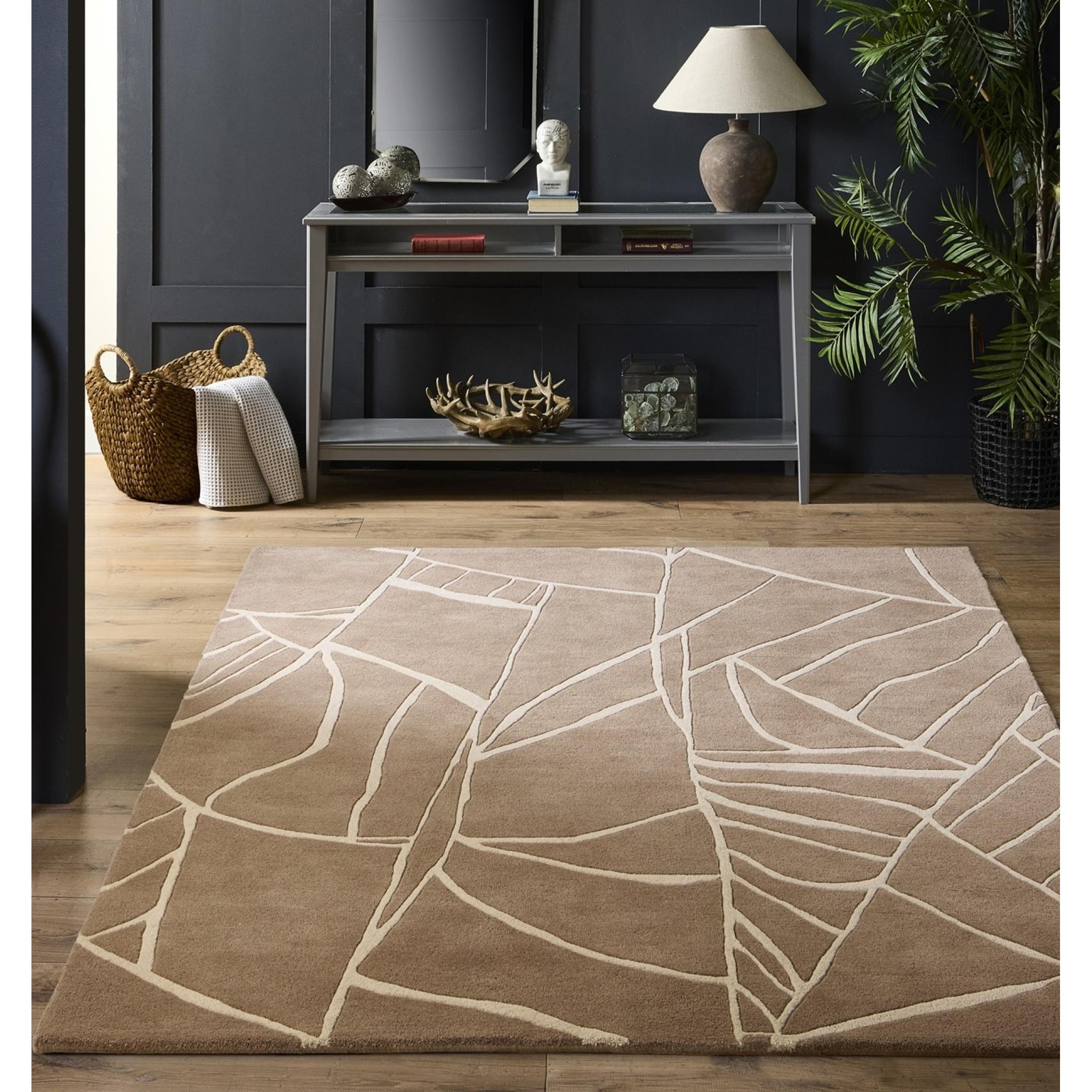Kintsugi Hand Tufted Wool Japanese-Inspired Art Rug in Natural Stone Cream X-Large 200x290 cm (6'7"x9'6")