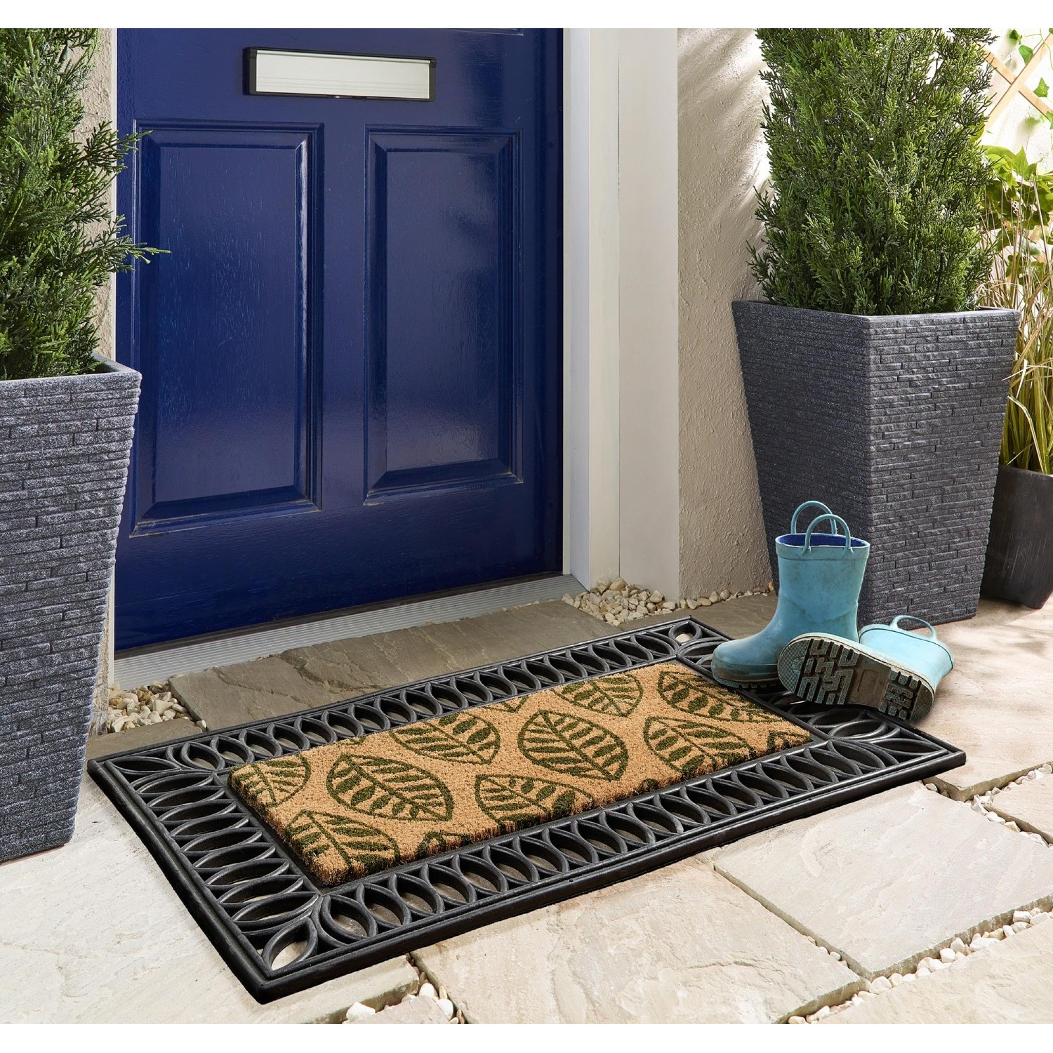 My Mat Coir Insert Green Leaves Rubber Castle Surround 45x75 cm