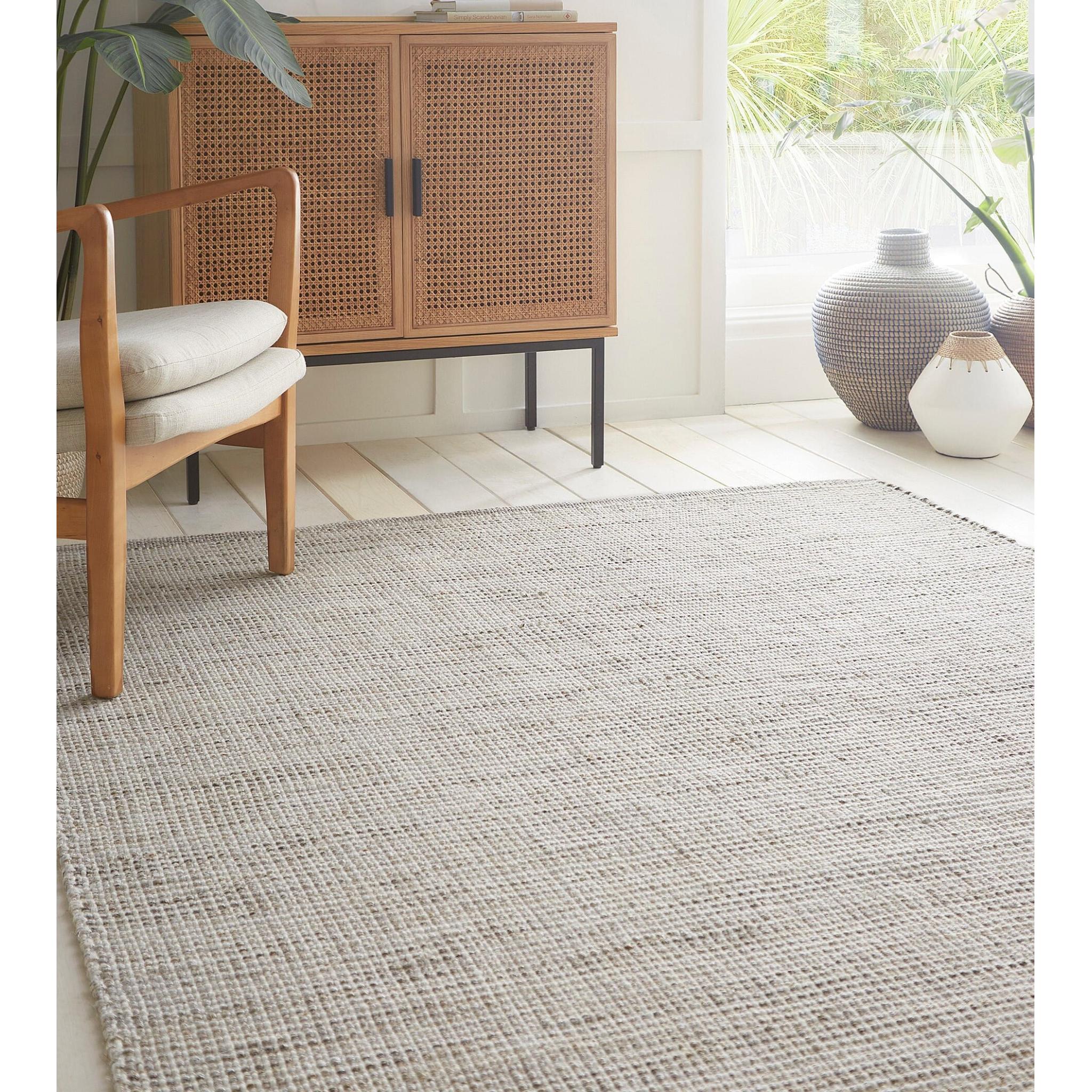 Gabrielle Basketweave Wool Hand Woven Rug by Clarke & Clarke in Natural Medium 120x170 cm (4'x5'6")