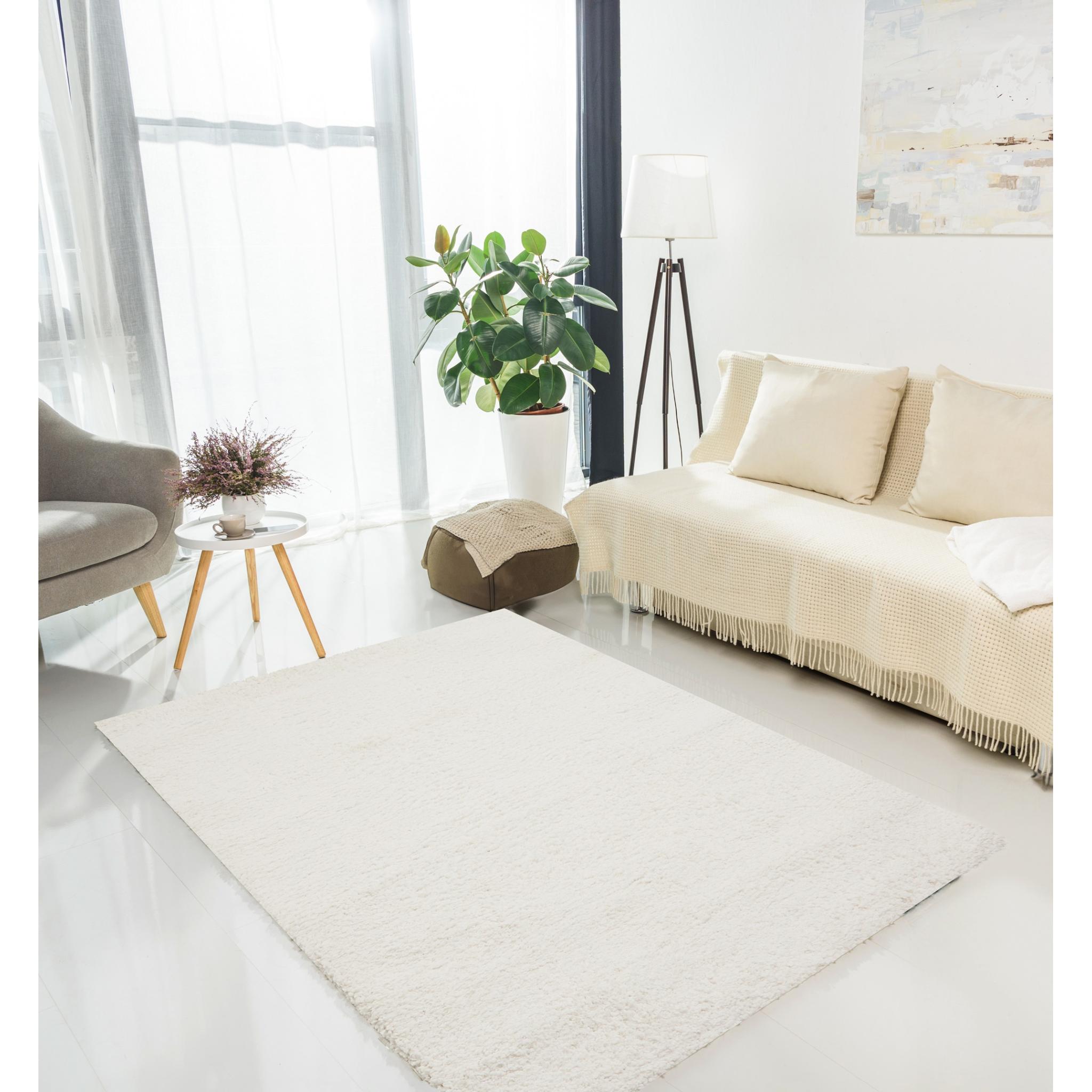 Super Comfy Soft Plush Shaggy Rug in Ivory White Medium 120x160 cm (4'x5'4")