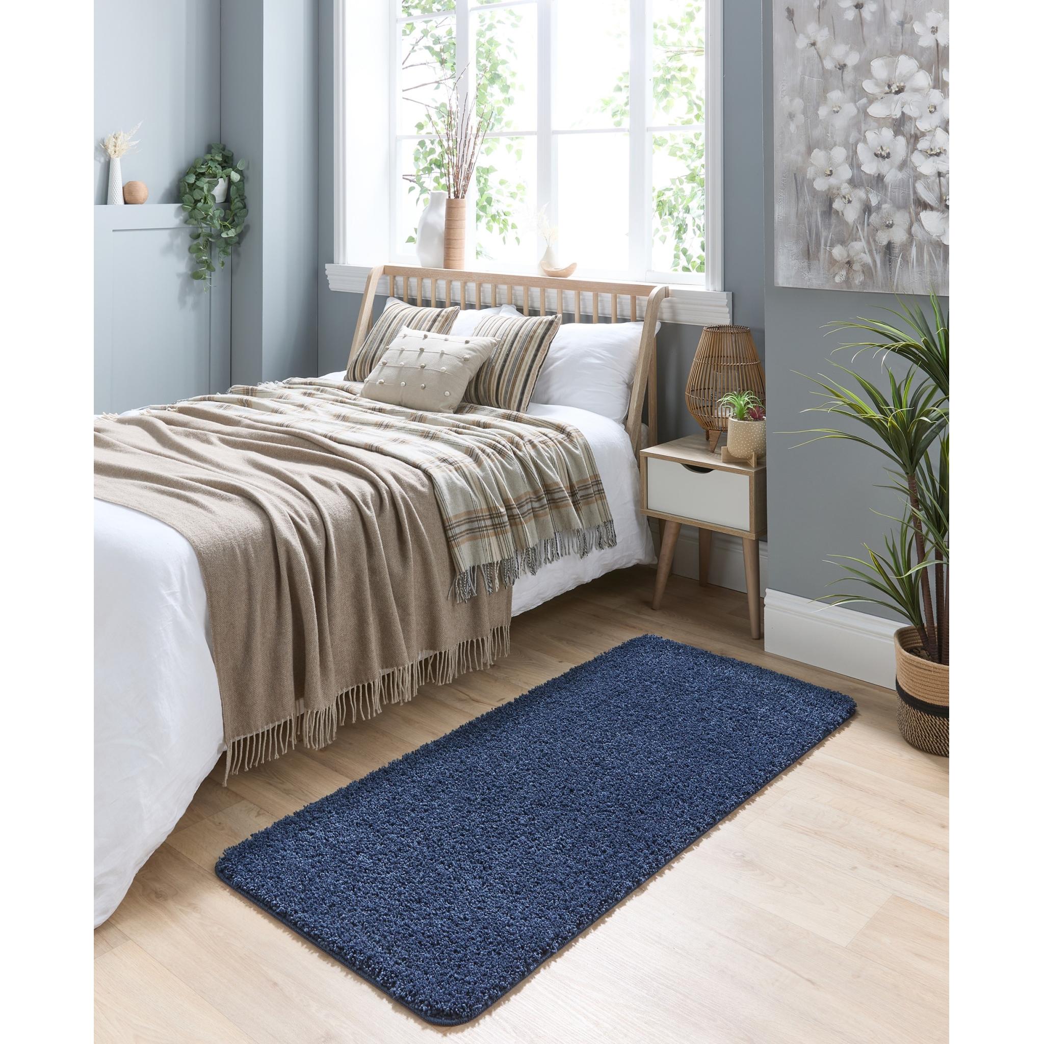 My Washable Shaggy Non-Slip Rug in Midnight Blue Runner 67x150 cm (2'3"x5')