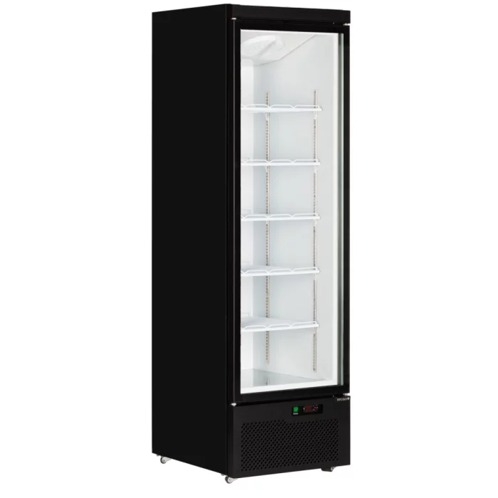 Tefcold Atom Maxi C1DB Black Upright Single Glass Door Fridge 614 Litres