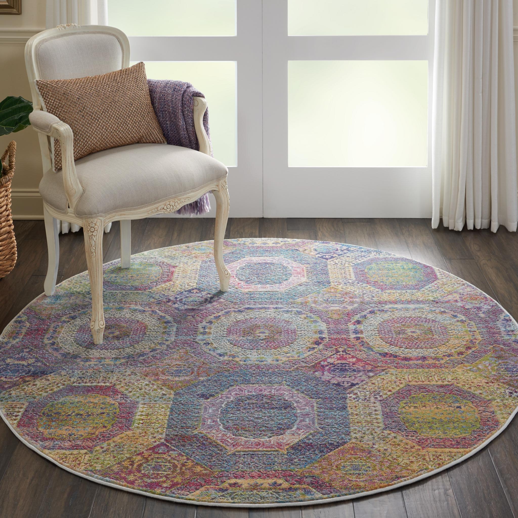Nourison Ankara Vintage Antique Traditional ANR05 Rug Runner Round in Multi 183x183 cm (6'x6') Round