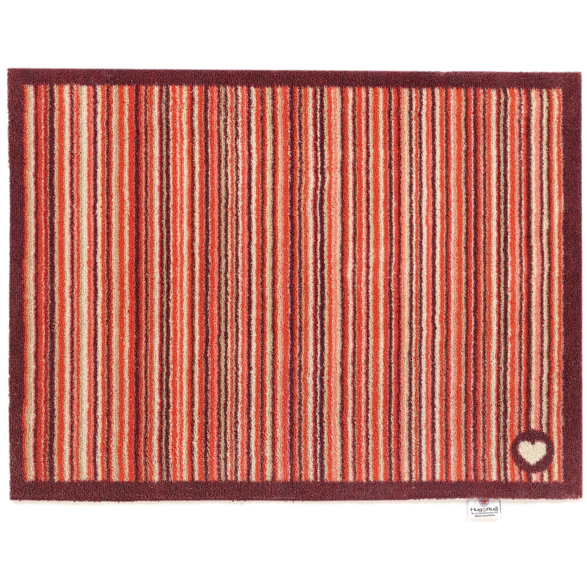 Hug Rug Stripe Red 2 Mat Home Entrance Kitchen Hallway Runner Non-Slip Rug 65x85 cm (2'1"x2'9")
