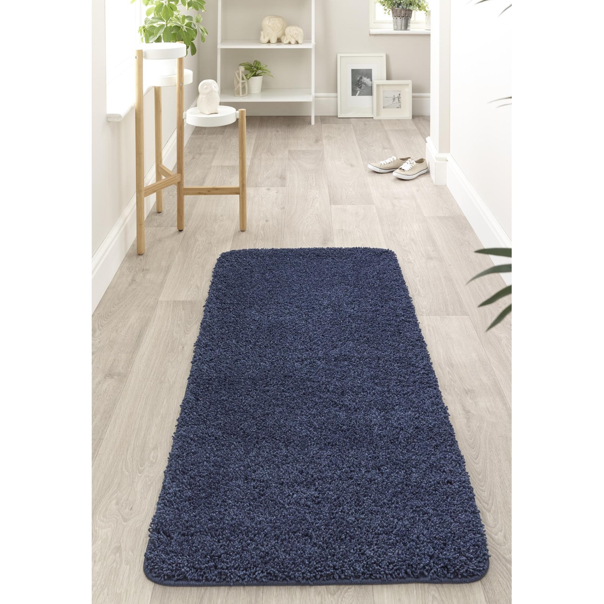 My Washable Shaggy Non-Slip Rug in Midnight Blue Runner 67x200 cm (2'2"x6'7")