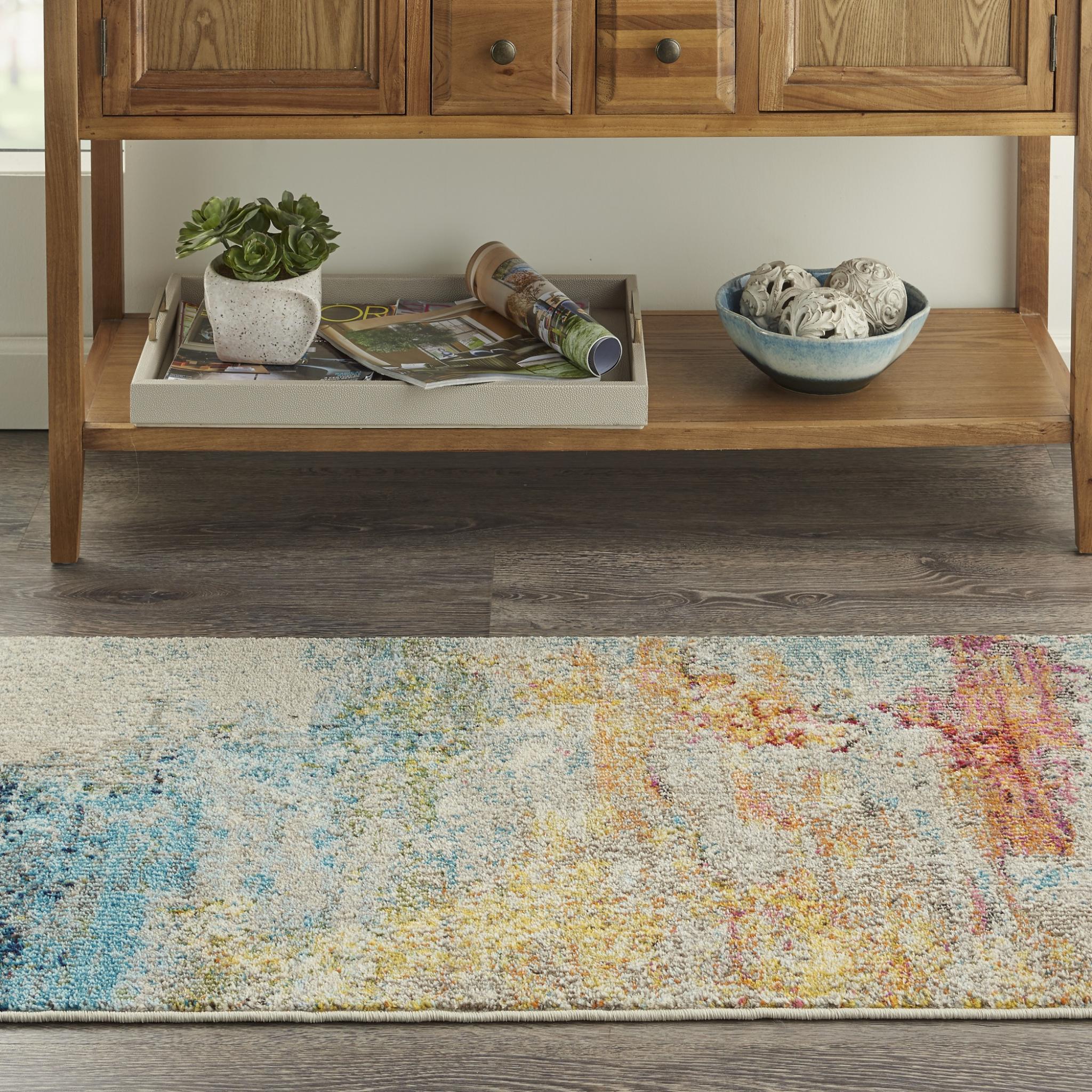 Celestial CES02 Modern Abstract Multi Colours Sealf Rug by Nourison Small 66x114 cm (2'2"x3'9")