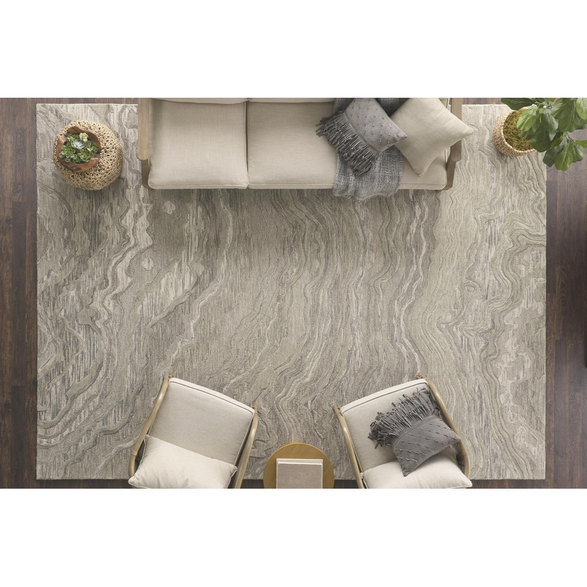 Graceful GRU01 Grey Modern Abstract Wool Rug & Hallway Runner by Nourison Medium 114x175 cm (4'x5'9'')