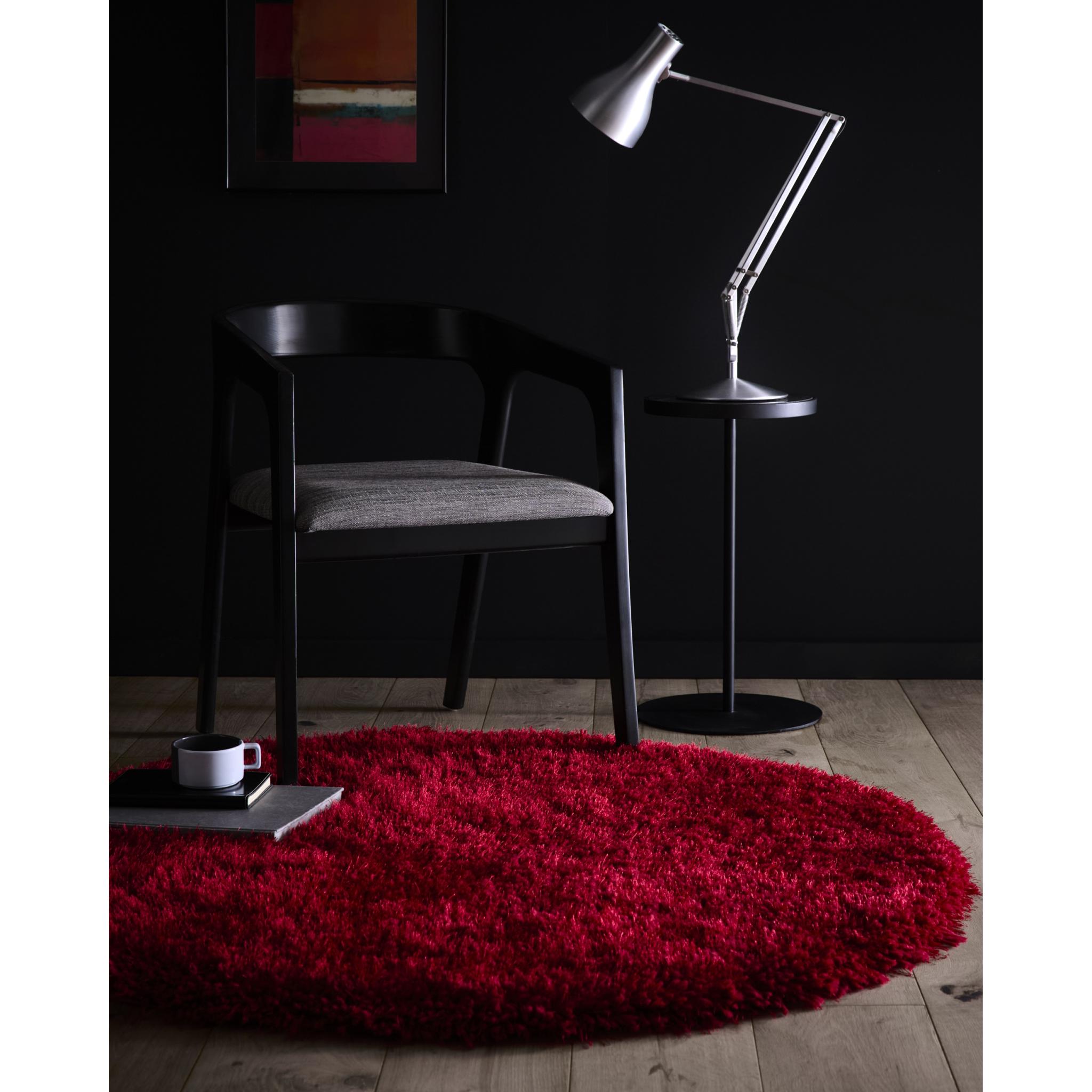 Chicago Shaggy Modern Plain Rug Hallway Runner Circle in Red Circle 133x133 cm (4'5"x4'5")