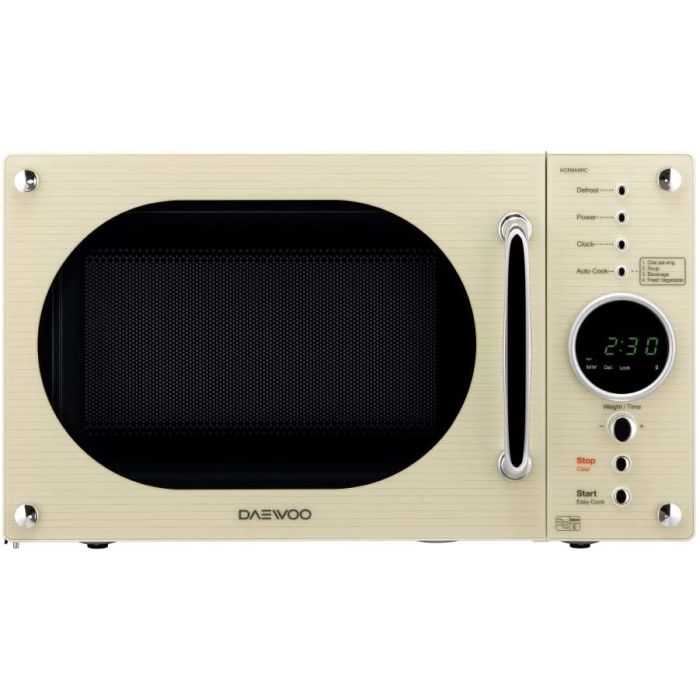 Daewoo KOR8A9RCR Retro Digital Microwave Oven with Auto Defrost 23L 800W Cream