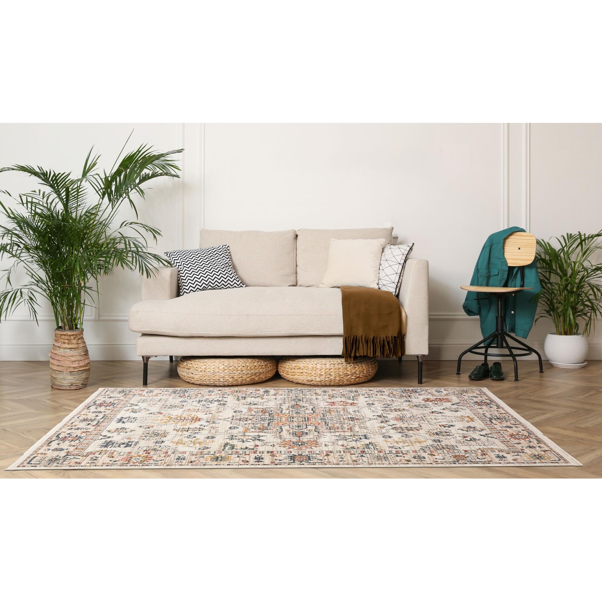 Nova Floyd Rug Modern Distressed Traditional Persian Cream Rug and Hallway Runner X-Small 60x100 cm (2'x4')