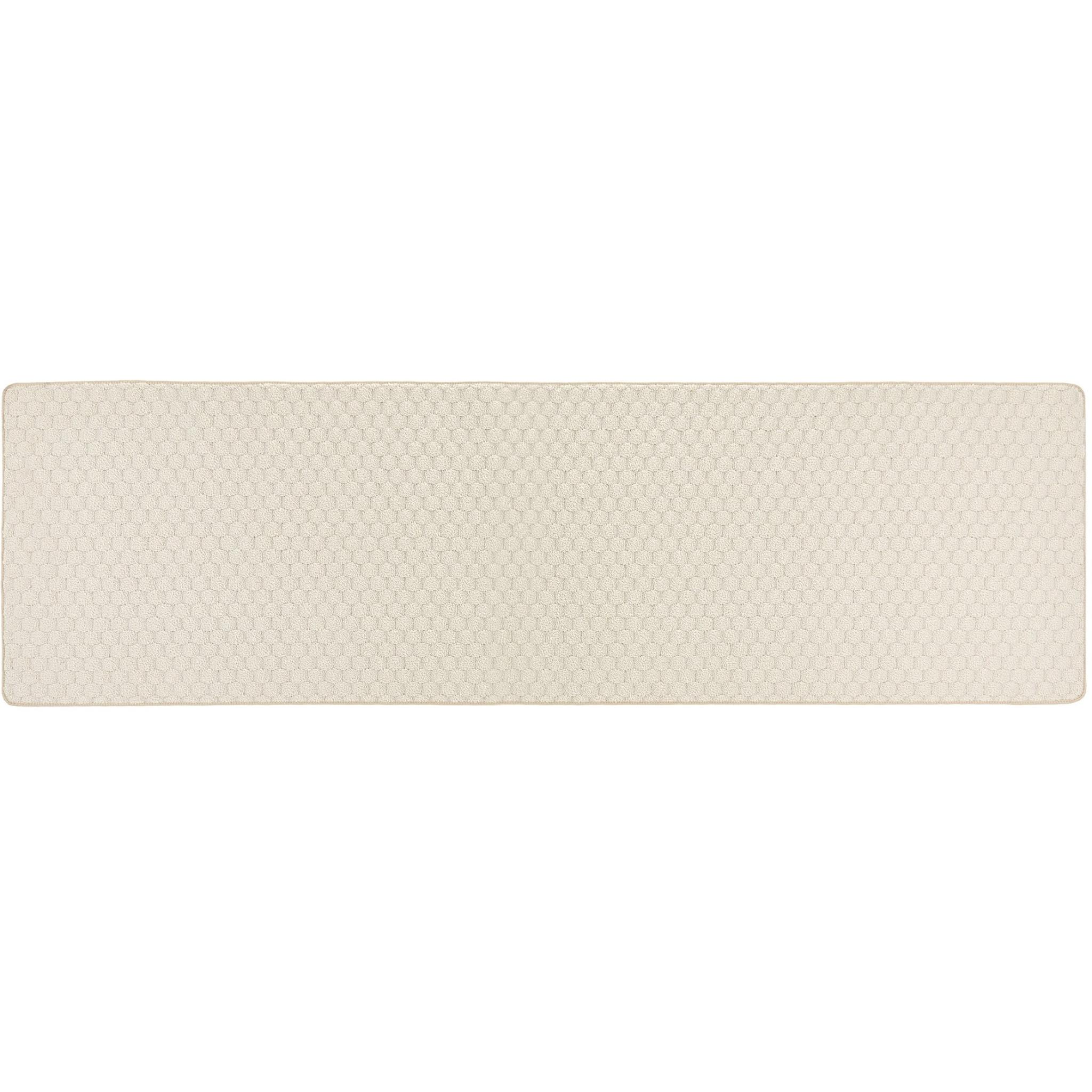 Washable Sculptred Rug for Door Entrance Honeycomb Pattern Non-Slip Rug in Ivory White Long Runner 67x230 cm (2'2"x7'7")