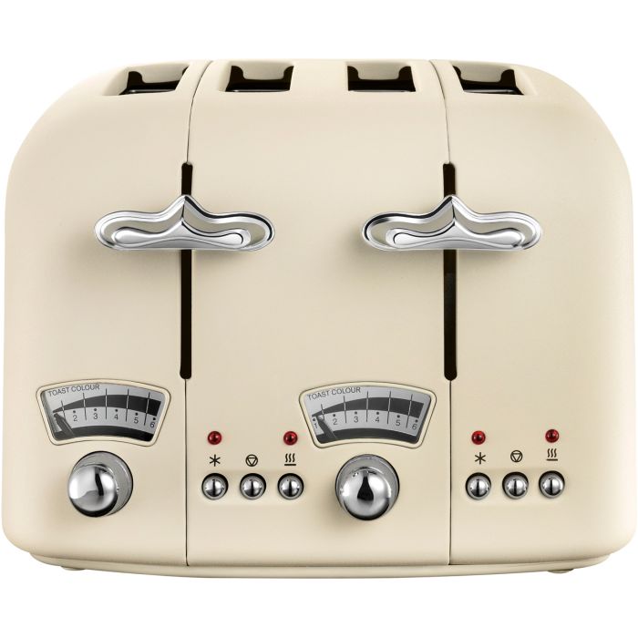 De'Longhi CT04.BG Argento Flora 4 Slice Toaster 1800W Defrost Function Beige