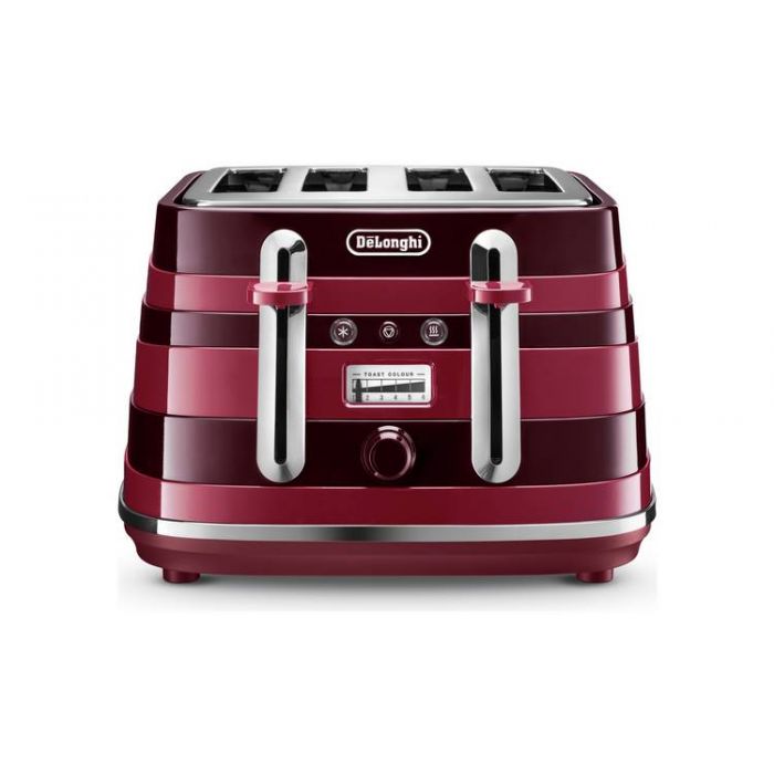 De'Longhi Ctac4003.R 4 Slice Toaster Defrost Function Avvolta Class 1800w Red